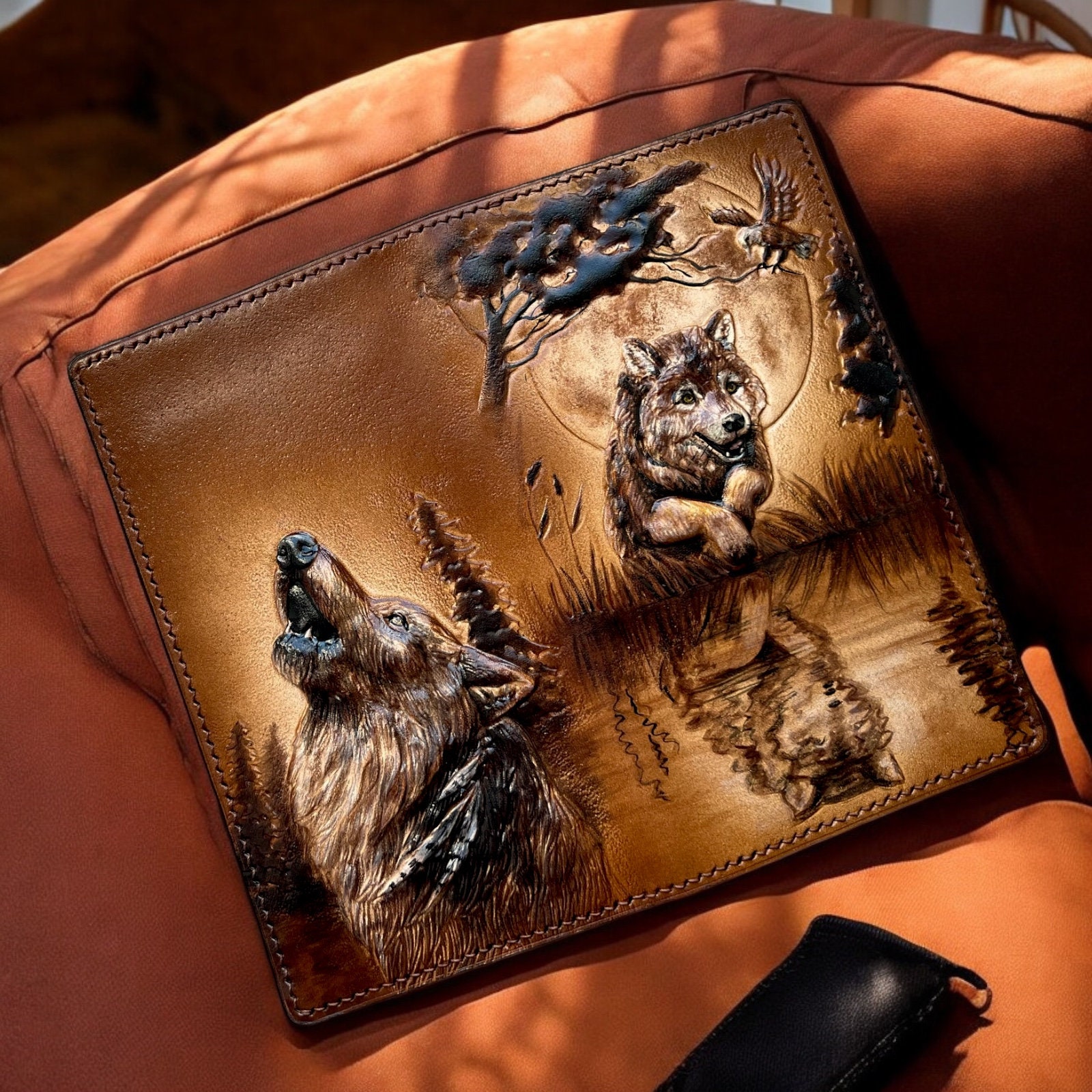 Wolf Wallet. Long Wallet, Leather Wallet, Hand Tooled Wallet, Carved Wallet, Custom Wallet, Gift for Dad. Boyfriend Gifts, Anniversary Gift Wolf Wallet. Long Wallet, Leather Wallet, Hand Tooled Wallet, Carved Wallet, Custom Wallet, Gift for Dad. Boyfriend Gifts, Anniversary Gift