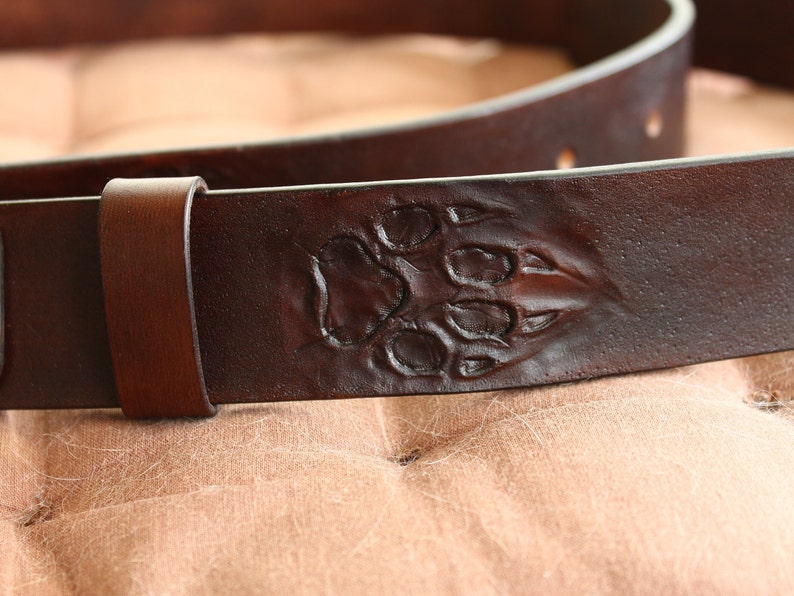 Genuine Leather Belt & WOLF Leather Buckle Custom leather belt Personalized Tooled Leather Belt Western belt, mens western belt, cowboy belt image 7