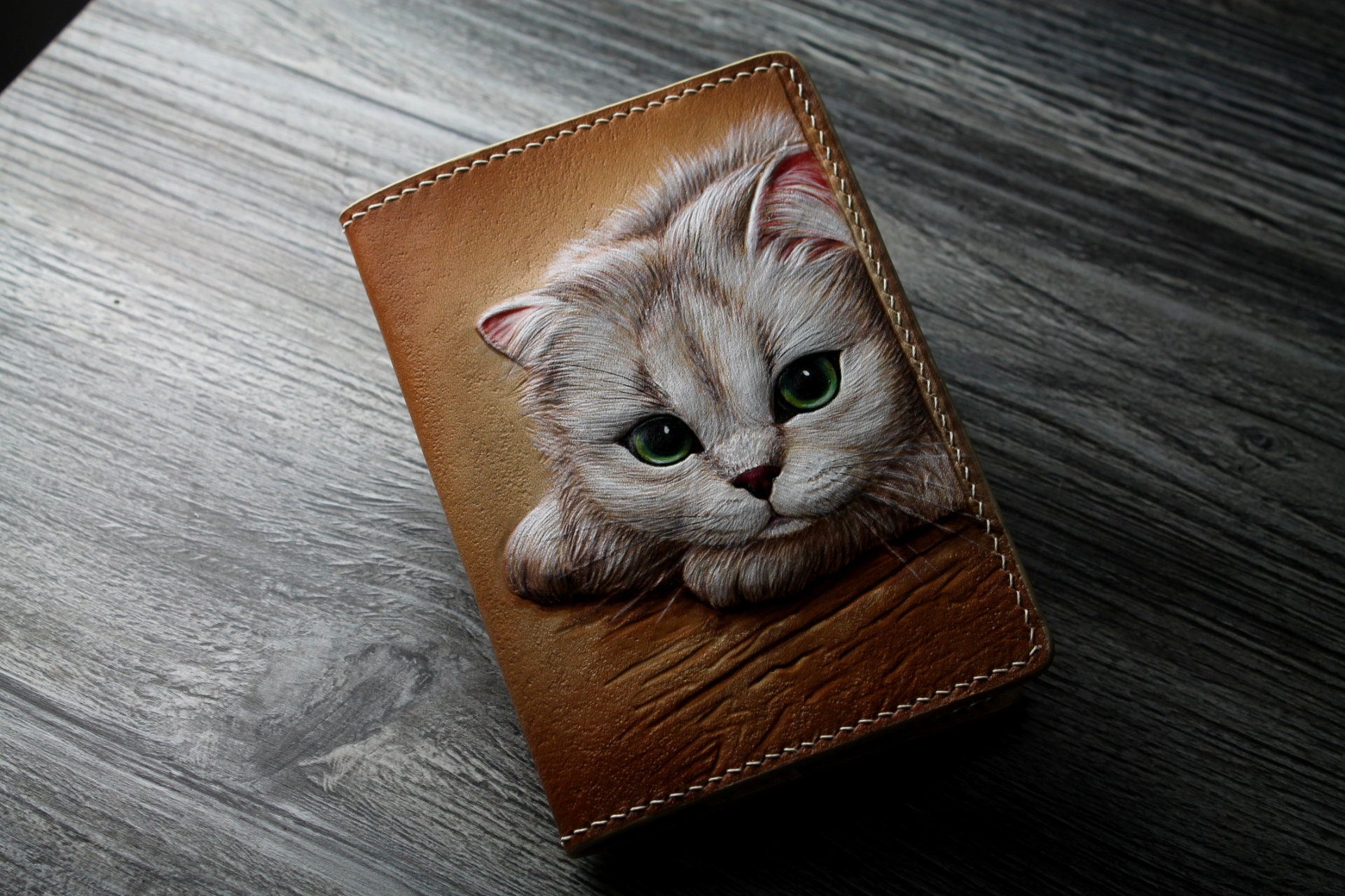 Pet Portrait Leather Passport Cover Handtooled Cat Passport Etsy