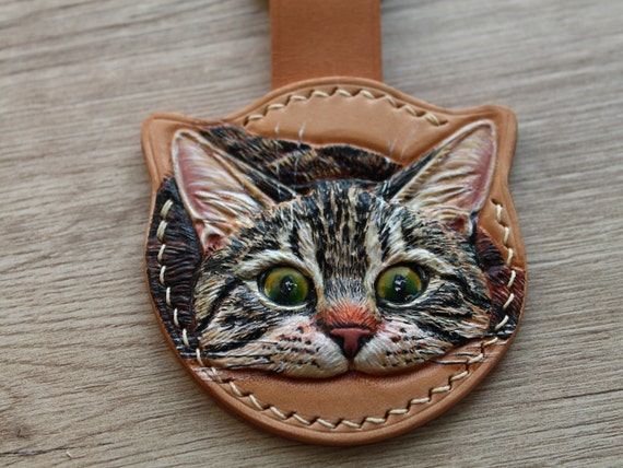 Porte-clés en cuir pour femme, cadeau chat pour petite amie Porte