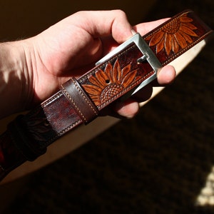 Custom leather belt. Personalized Tooled Leather Belt Western belt, Western Floral Design Full Grain Leather Belt Premium Leather Belt