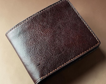 Handmade Italian Leather Bifold Wallet: Slim Full Grain Buttero