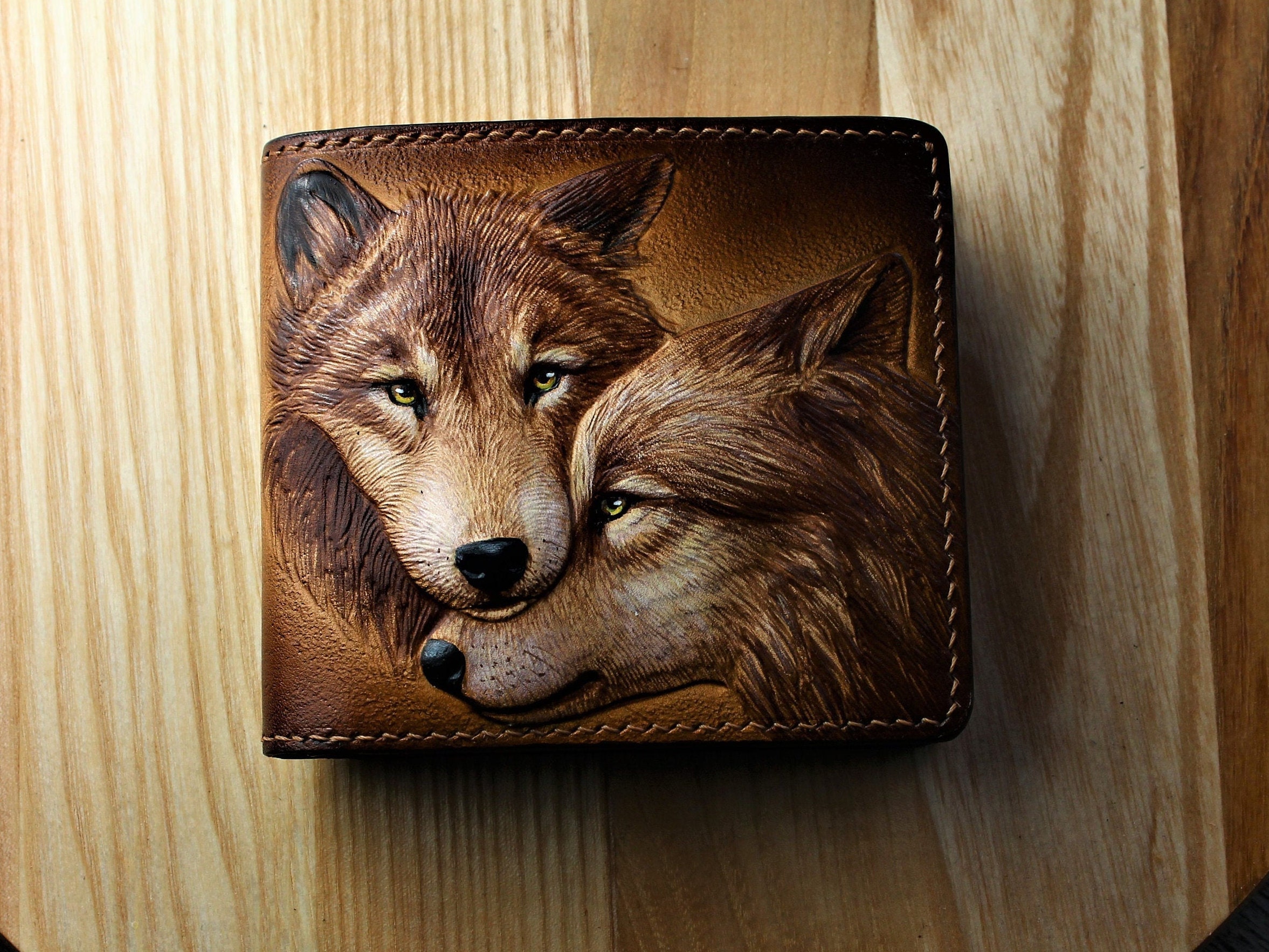 Hand-tooled Leather Wallet, Tooled Wallet wolf Couple, Wolf Wallet, Carved Wallet, Custom Wallet, Mens Gift, Men's Wallet. - Etsy Hand-tooled Leather Wallet, Tooled Wallet wolf Couple, Wolf Wallet, Carved Wallet, Custom Wallet, Mens Gift, Men's Wallet. - Etsy