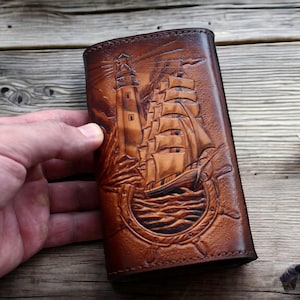 Cartera para llaves de velero, funda de cuero personalizada. Llavero de cuero, llavero personalizado, bolso organizador de llaves, estuche marrón para llaves.