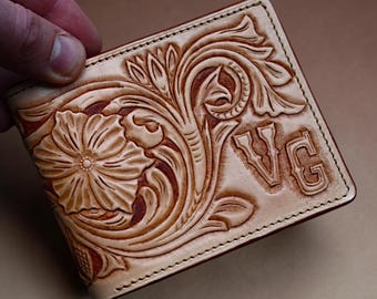 Buy Hand Carved Leather Wallet, Sheridan Style Tooled Billfold