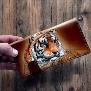 Abnehmbare Magnethülle für Samsung s24 s23 s22 ultra plus. iPhone 15 14 13 Pro Max Hülle. Personalisierte Ledertasche, geschnitzte Telefonhülle. Tiger Fall