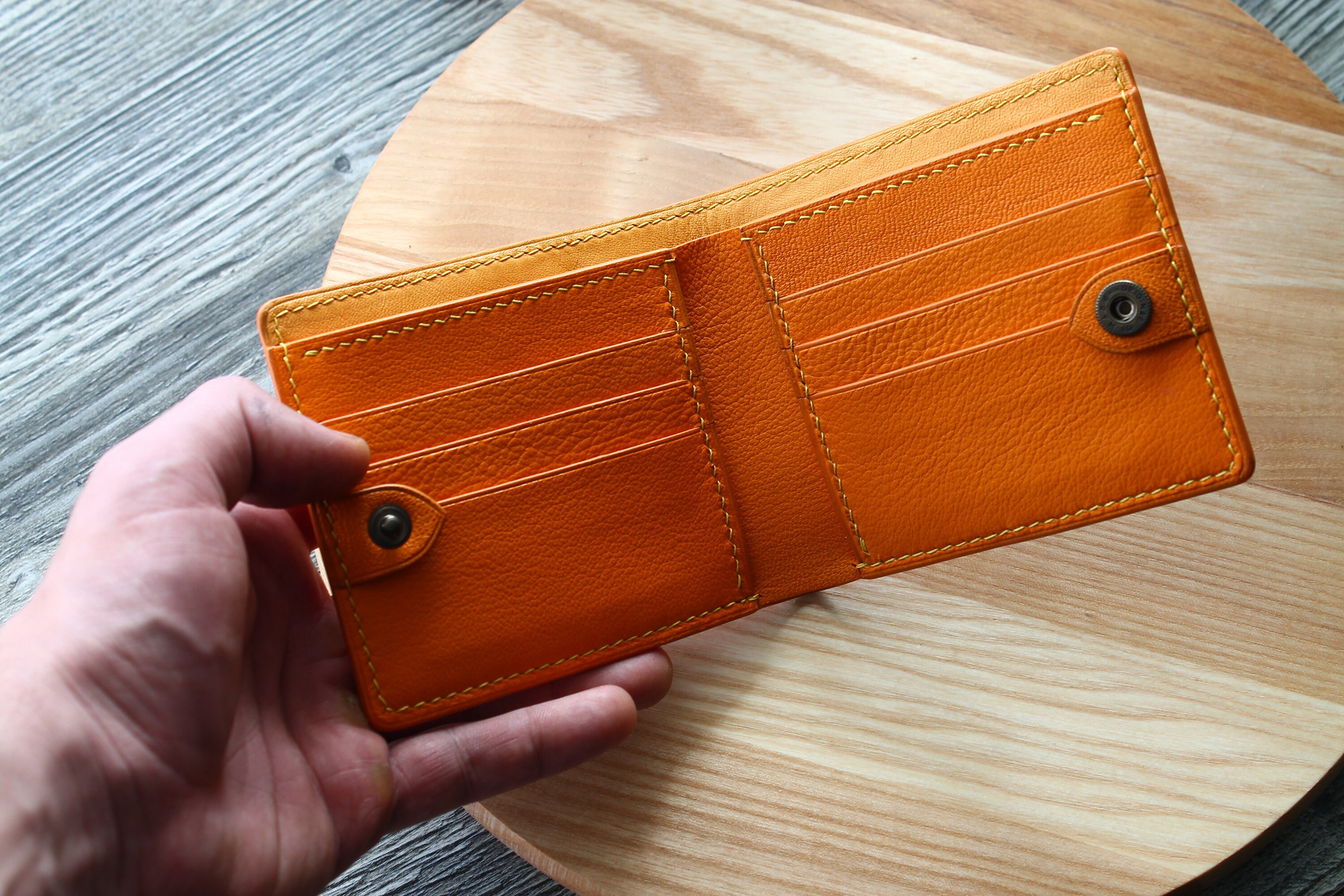 Leather Wallet. Tooled Wallet With Cute Cat. Carved Custom 