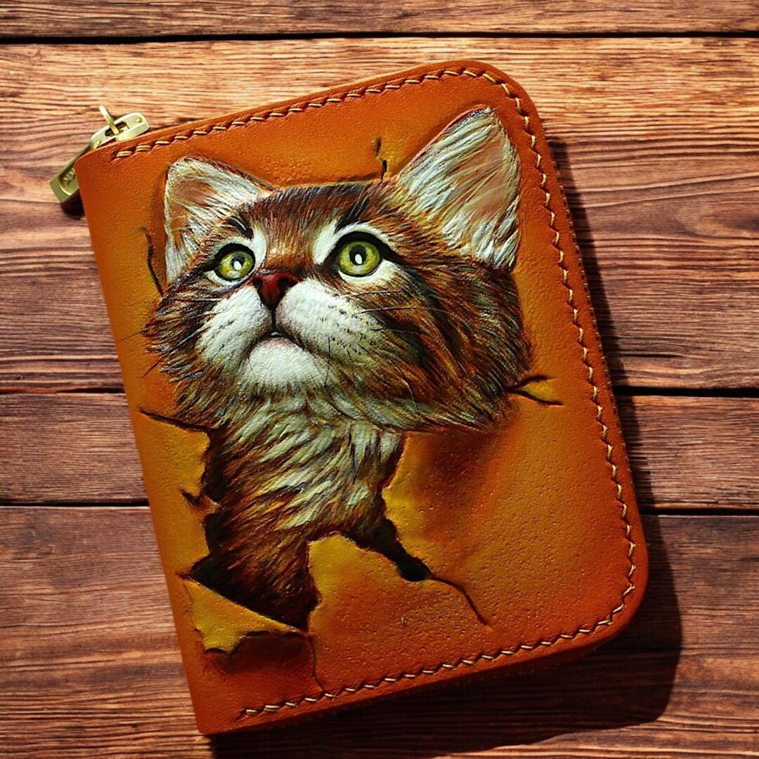 Cute Cats Aesthetic Pattern - Birthday, Loving Gift For Cat Mom, Cat Lovers - Personalized Leather Long Wallet