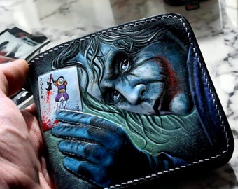 Why So Serious, Front Pocket Wallet. Joker wallet. Men's 3D Genuine Leather Wallet, Handmade wallet, Carved wallet, Tooled wallet,