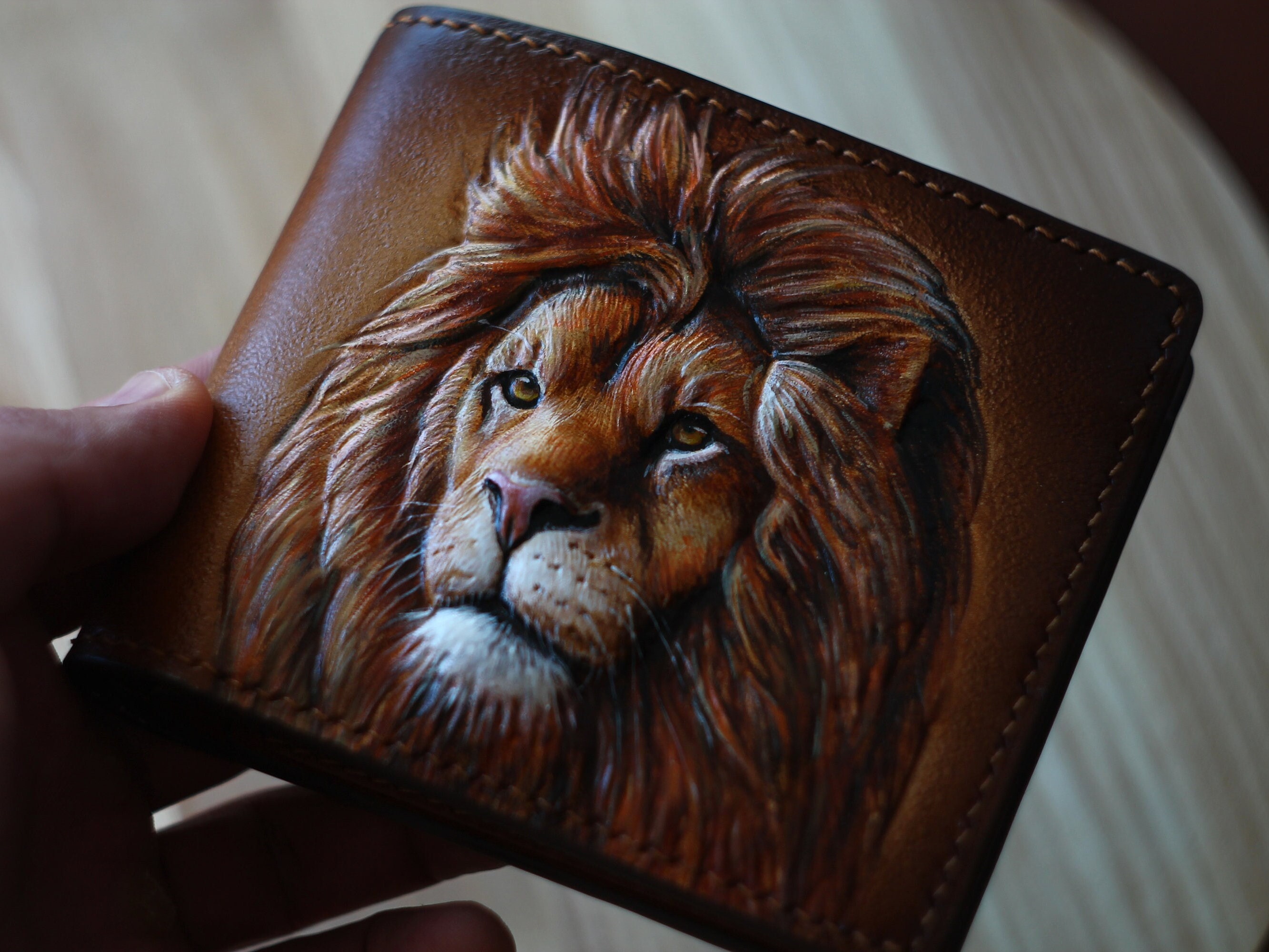 Buy Lion Wallet, Leather Wallet, Hand Tooled Leather Wallet, Tooled Wallet,  Hand Carved Wallet, Custom Wallet, Mens Gift Online in India - Etsy