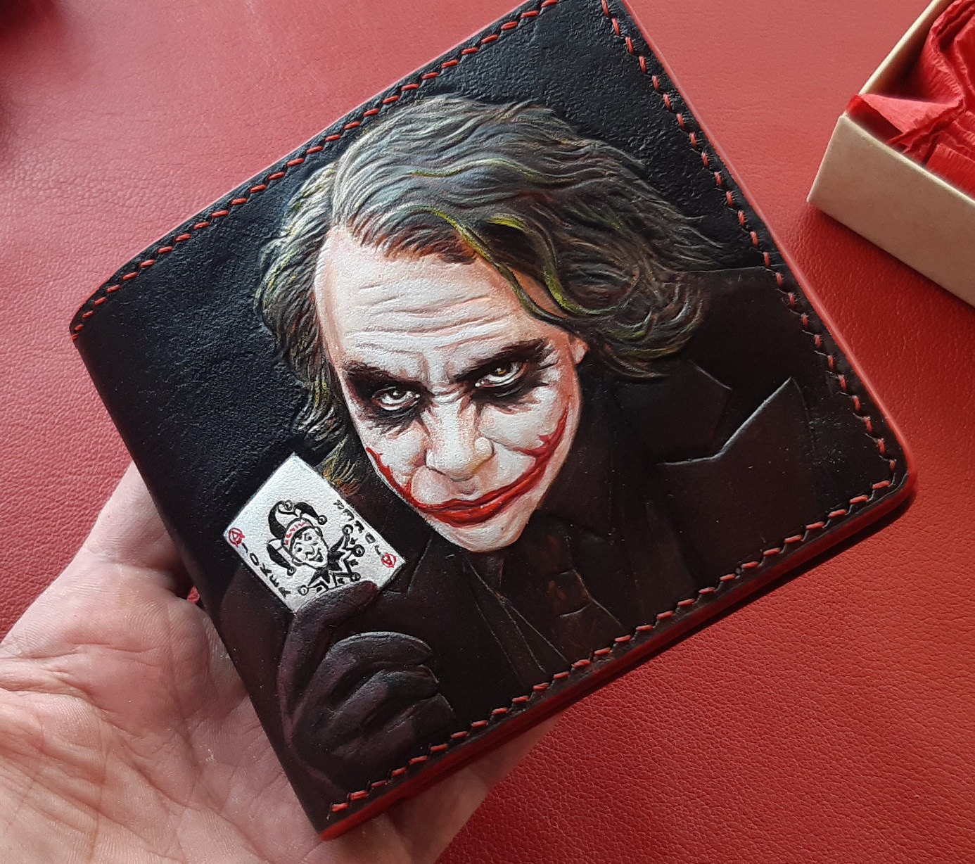 Leather wallet Handtooled leather wallet Joker Etsy