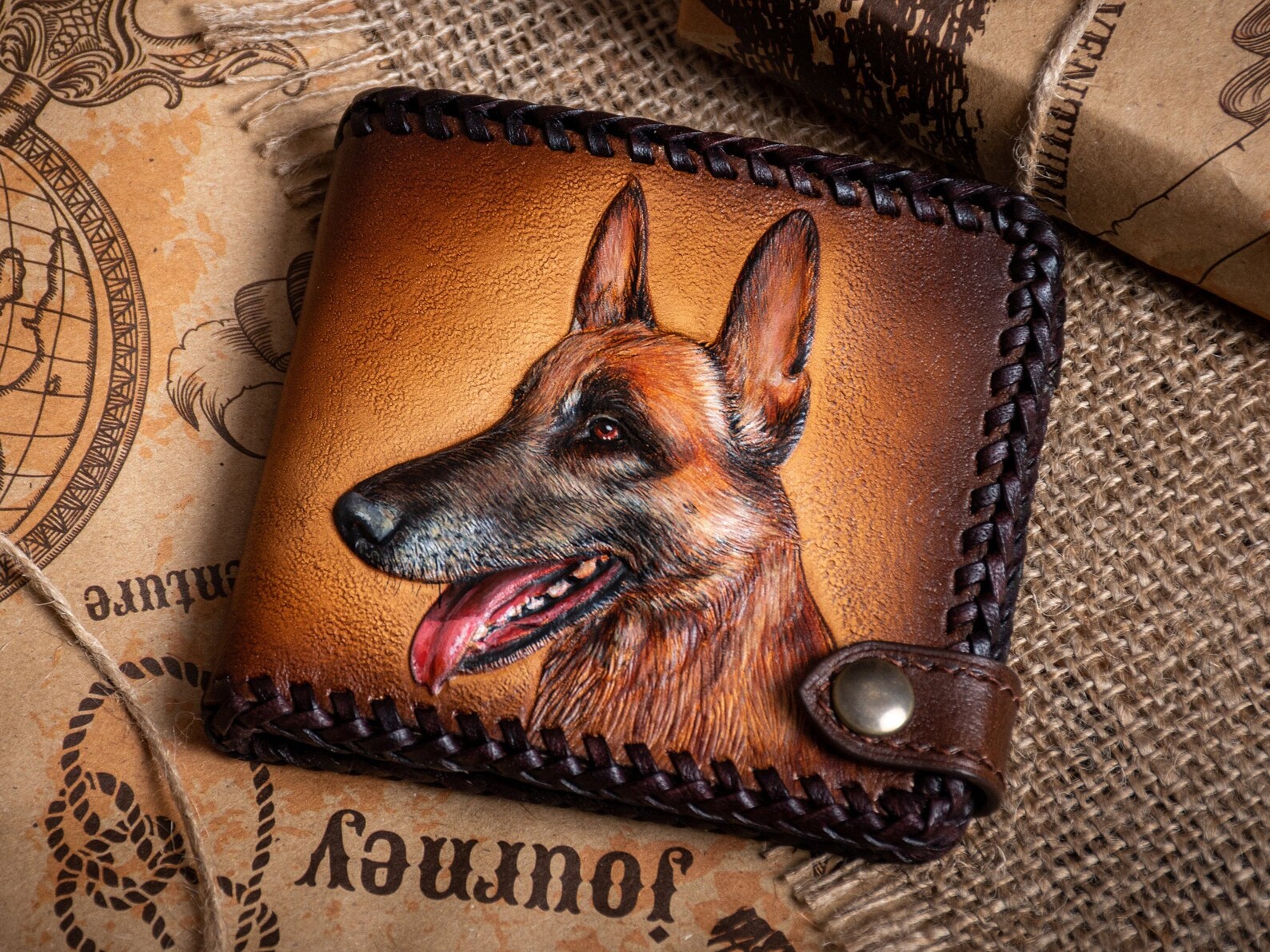 Leather Wallet. Dog Wallet. Handtooled German Shepherd Etsy UK