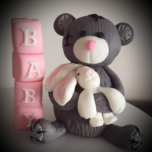 Baby shower Boy or Girl gender reveal Teddy Bear Cake Topper