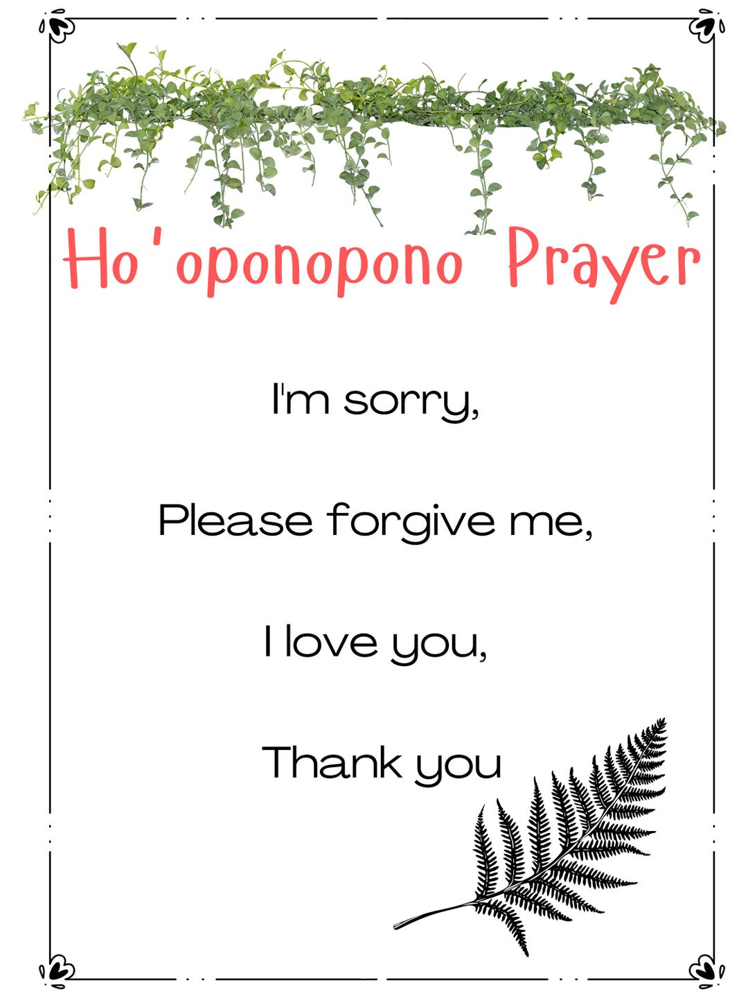 Inspirational Collection - Ho'oponopono Prayer - Digital Download