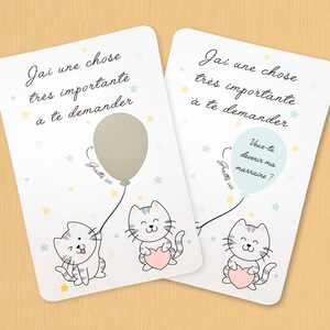 Carte à gratter veux tu être ma marraine, parrain, demande marraine ou parrain, avec enveloppe