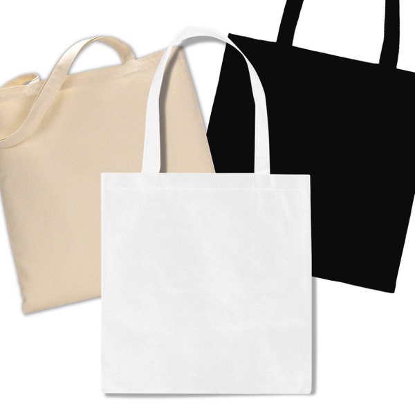 Blank tote bag, white, natural or black, bag for embroidery, printing, HTV