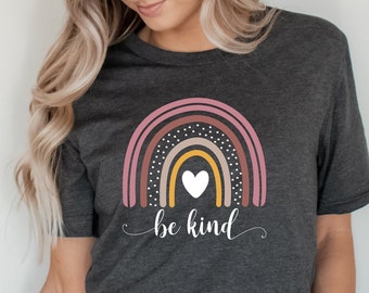 Be Kind Shirt | Unisex T-Shirt | Be Kind w/ Rainbow | Inspirational Shirt | Positive Vibes Shirt | Kindness Shirt | Be Kind tee | Tshirt