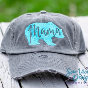 Mama Bear Hat Distressed Baseball Cap 