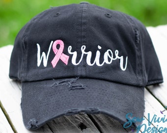 Cancer Warrior Hat, Cancer Awareness Custom Hat, Fight Cancer Baseball Cap, Cancer Fighter Ponytail Hat, Breast Cancer, ovarian cancer