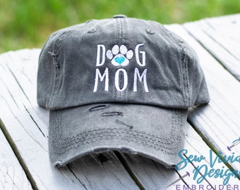 Dog Mom Hat | Women's Distressed Baseball Hat | Vintage Dad Hat | Dog Lover Hat with Ponytail Option | Dog Mom Gift | Dog Hat | Fur Mama