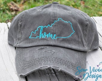 Kentucky Home  Baseball Ponytail or Trucker Hat options available, Kentucky State Hat, Messy Bun Cap