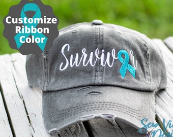 Chapeau de survivant du cancer | Casquette de baseball en détresse OU chapeau de queue de cheval | Cadeau de survivant du cancer | Je suis un survivant | Sensibilisation au cancer |