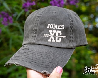 Cross Country Custom Name Hat | Distressed Baseball Ponytail hat | XC Hat | Track and Field Gifts | Cross Country Mom | Gift for Runner