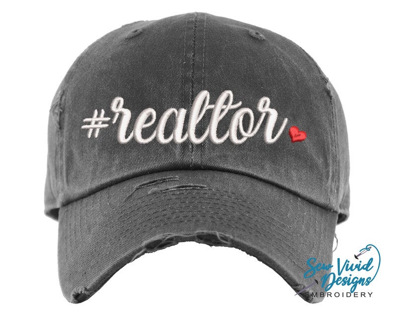 Realtor Hat Distressed Baseball Cap OR Ponytail Hat Etsy