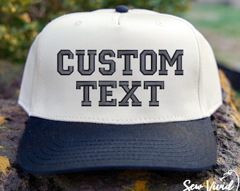 Custom Text Hat | 5 Panel Two Tone Embroidered Hat | Snapback Trucker Trendy Hat | Make Your Own Personalized Hat | Rally Baseball Cap