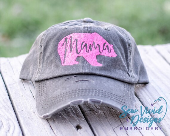 Mama Bear Hat Distressed Baseball Cap 
