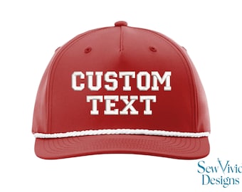 Custom Text Hat | Embroidered Trucker Hat | Snapback 258 Rope Hat | 5 Panel | Make Your Own Personalized Hat | Custom Rope Hats