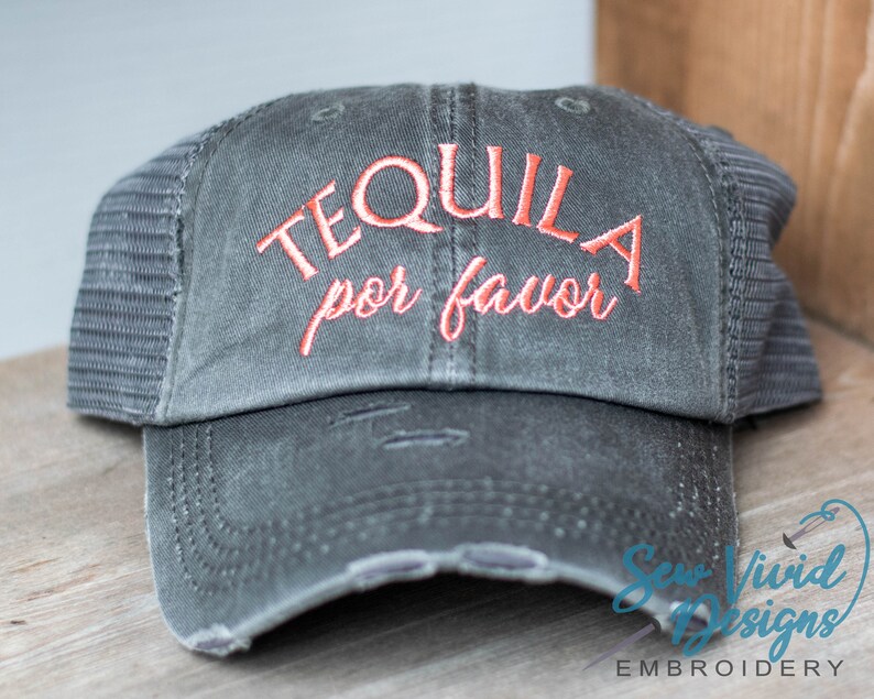 Tequila Por Favor Hat Distressed Baseball Cap OR Ponytail Etsy