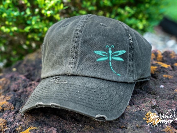 Dragonfly Hat | Distressed Baseball Cap OR Ponytail Hat | Dragonfly Items | Hat with Dragonfly | Dragonfly Gifts | Gift for Dragonfly Lover