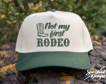 Not My First Rodeo Hat | 5 Panel Two Tone Hat | Snapback Trendy Hat | Rodeo Women's Trucker Hat | Cowgirl | Cowboy Boots Hat | Western