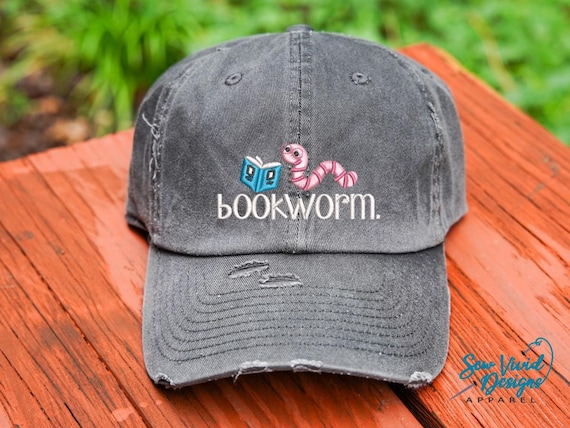 BookWorm | Distressed Baseball Cap OR Ponytail Hat | Reading Hat | Bookish Merch | Gift for Book Lovers | Book Themed Gifts | Book Club
