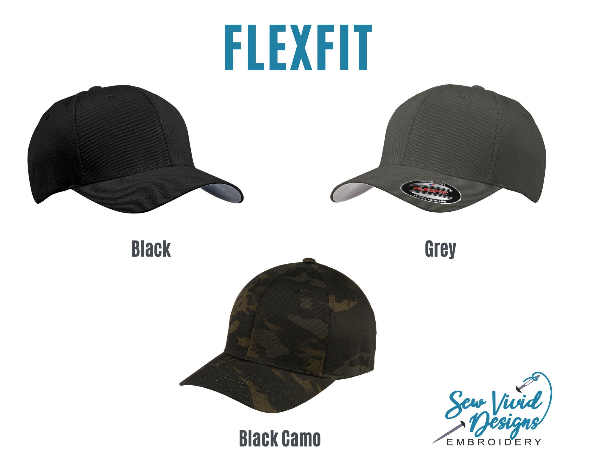 Fish on Flexfit Hat Fishing Hat Custom Embroidered Fitted Hat Bass