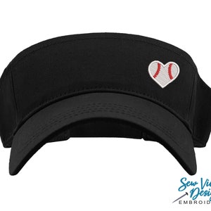 May include: Black visor with a red and white baseball heart embroidered on the front.