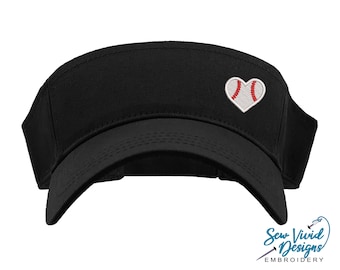 Baseball Visor | Custom Embroidered Sun Visor | Baseball Fan | Baseball Mom Hat | Baseball Heart | Visor Hat | Summer Sports Hat