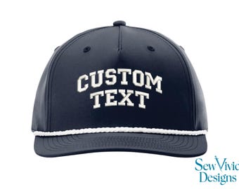 Custom Text Arched Hat | Embroidered Trucker Hat | Snapback 258 Rope Hat | 5 Panel | Make Your Own Personalized Hat | Custom Rope Hats