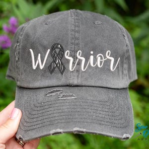 Rare Cancer Warrior Hat | Distressed Baseball Cap OR Ponytail Hat | Cancer Awareness Custom Hat | Zebra Ribbon | Rare Diseases