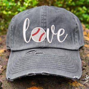 Baseball Love Hat | Distressed Baseball Cap OR Ponytail Hat | Baseball Gift | Game Day Hat | Baseball Mom Hat | I Love Baseball