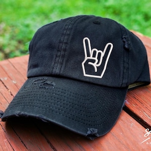 Rock and Roll Hat | Distressed Baseball Cap OR Ponytail Hat | Rock
