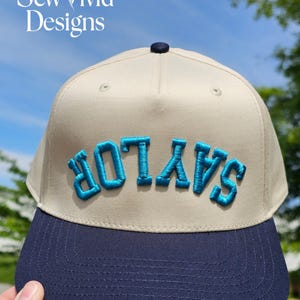 Custom Upside Down Text Hat 3D Puff Text | 5 Panel Two Tone Embroidered Hat | Snapback Trendy Hat, Rally Baseball Cap, Personalized Hat Game image 9