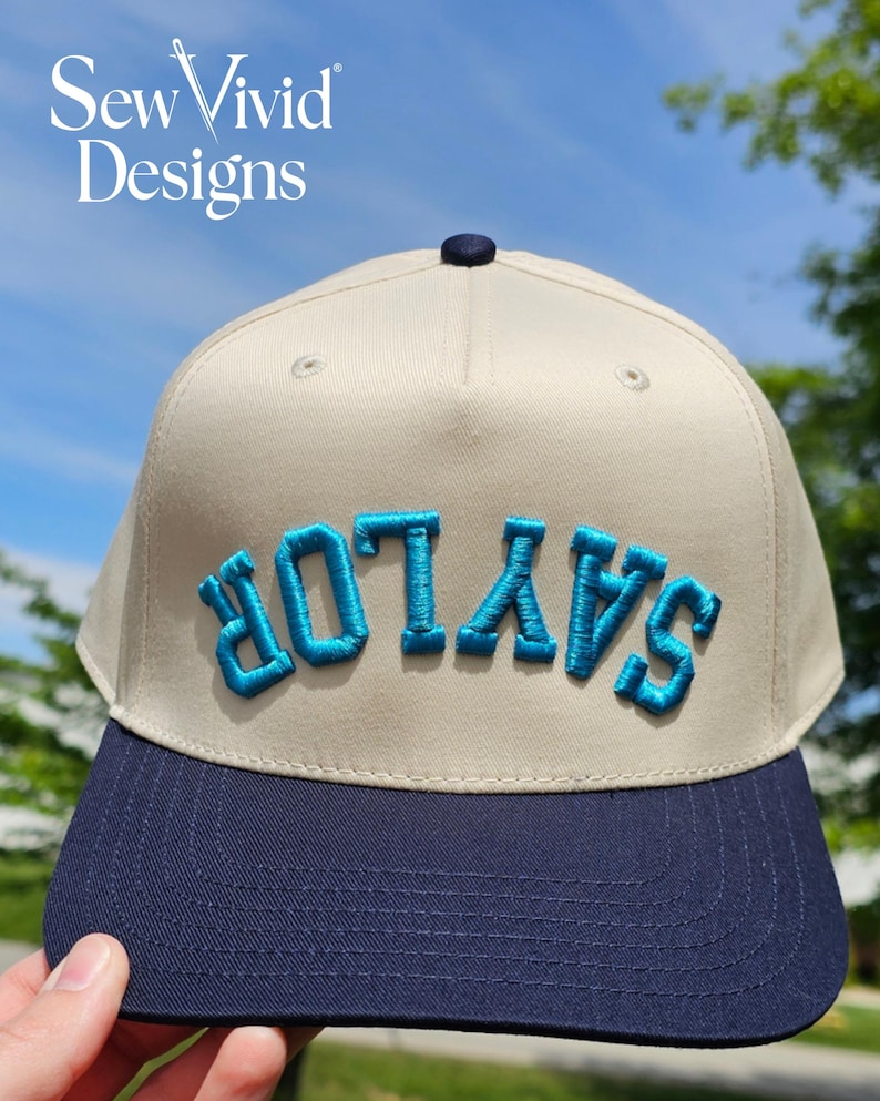 Custom Upside Down Text Hat 3D Puff Text | 5 Panel Two Tone Embroidered Hat | Snapback Trendy Hat, Rally Baseball Cap, Personalized Hat Game image 9