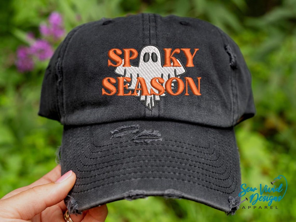 Spooky Season Ghost Hat | Distressed Baseball Cap OR Ponytail Hat ...