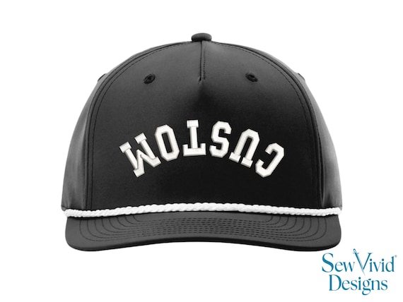 Custom Text Upside Down Hat | Embroidered Trucker Hat | Snapback 258 Rope Hat | 5 Panel | Make Your Own Personalized Hat | Custom Rope Hats