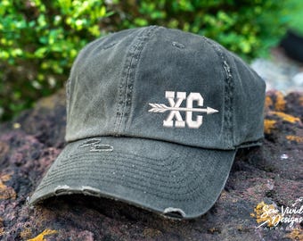 Cross Country Hat | Distressed Baseball Ponytail hat | XC Hat | Track and Field Gifts | Cross Country Mom | Gift for Runner | XC Team Coach
