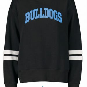 Mascot Glitter Embroidered Varsity Sweater | Women's Crewneck | Appliqué Embroidery | Custom Team Name | School Mascot