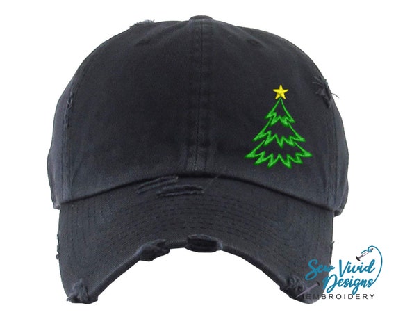 Christmas Tree Hat Distressed Baseball 