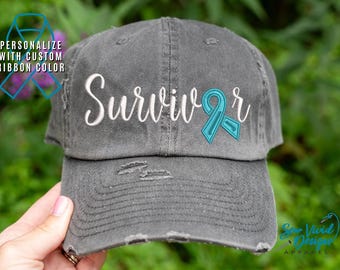 Cancer Survivor Hat | Distressed Baseball Cap OR Ponytail Hat | Cancer Survivor Gift | I'm a Survivor | Cancer Awareness |